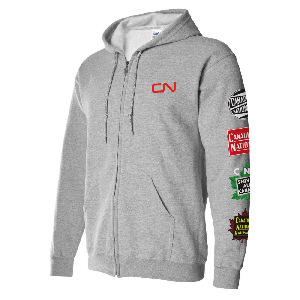 CN - GREY full-zip hoody with sleeve logos